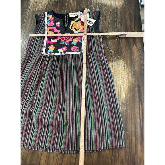 Savanna Jane Embroidered Boho Dress Black Multi Stripe Floral Size Small NWT - Picture 8 of 12